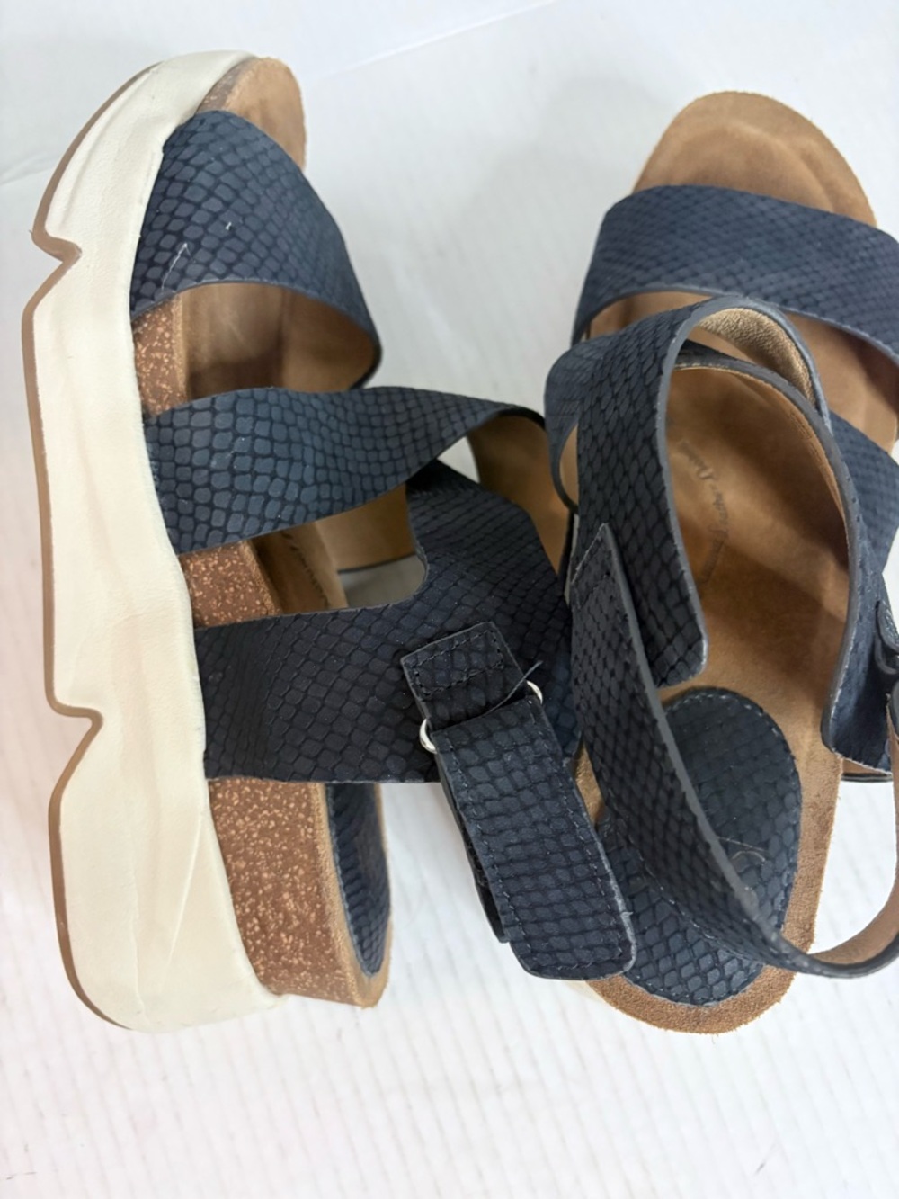 Sofft Navy Blue Strappy Wedge Sandals Womens Size 9.5